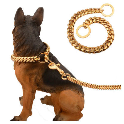 Fenya™ Cuban Chain Dog Necklace — 10mm Gold Stainless Steel | Stylish & Durable