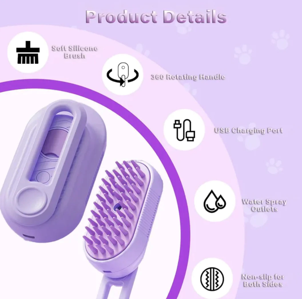 Fenya™ 3-in-1 Cat Steam Brush — Groom, Clean & Massage in One | Foldable Handle + Gentle Steam Spray