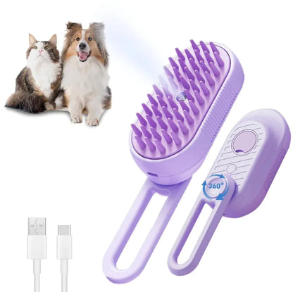 Fenya™ 3-in-1 Cat Steam Brush — Groom, Clean & Massage in One | Foldable Handle + Gentle Steam Spray
