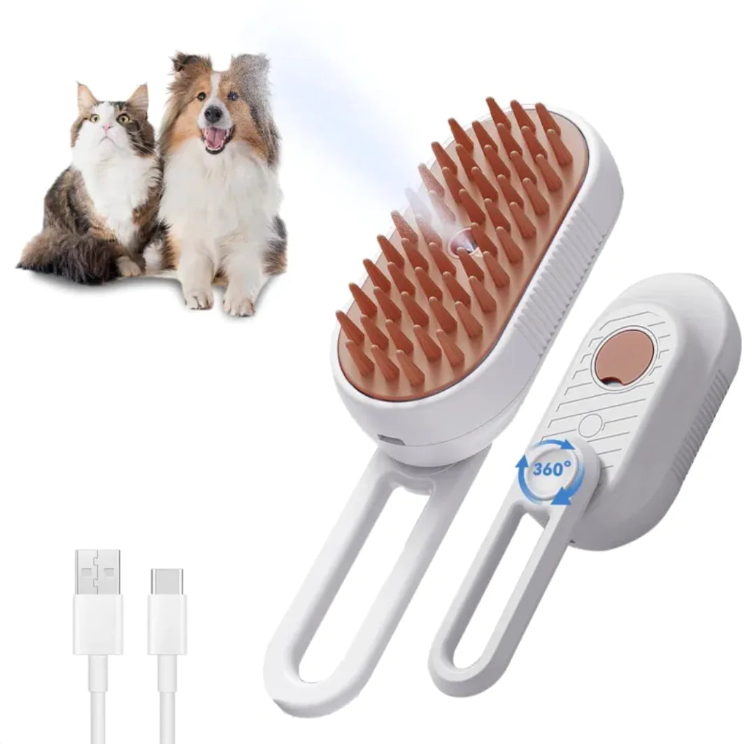 Fenya™ 3-in-1 Cat Steam Brush — Groom, Clean & Massage in One | Foldable Handle + Gentle Steam Spray
