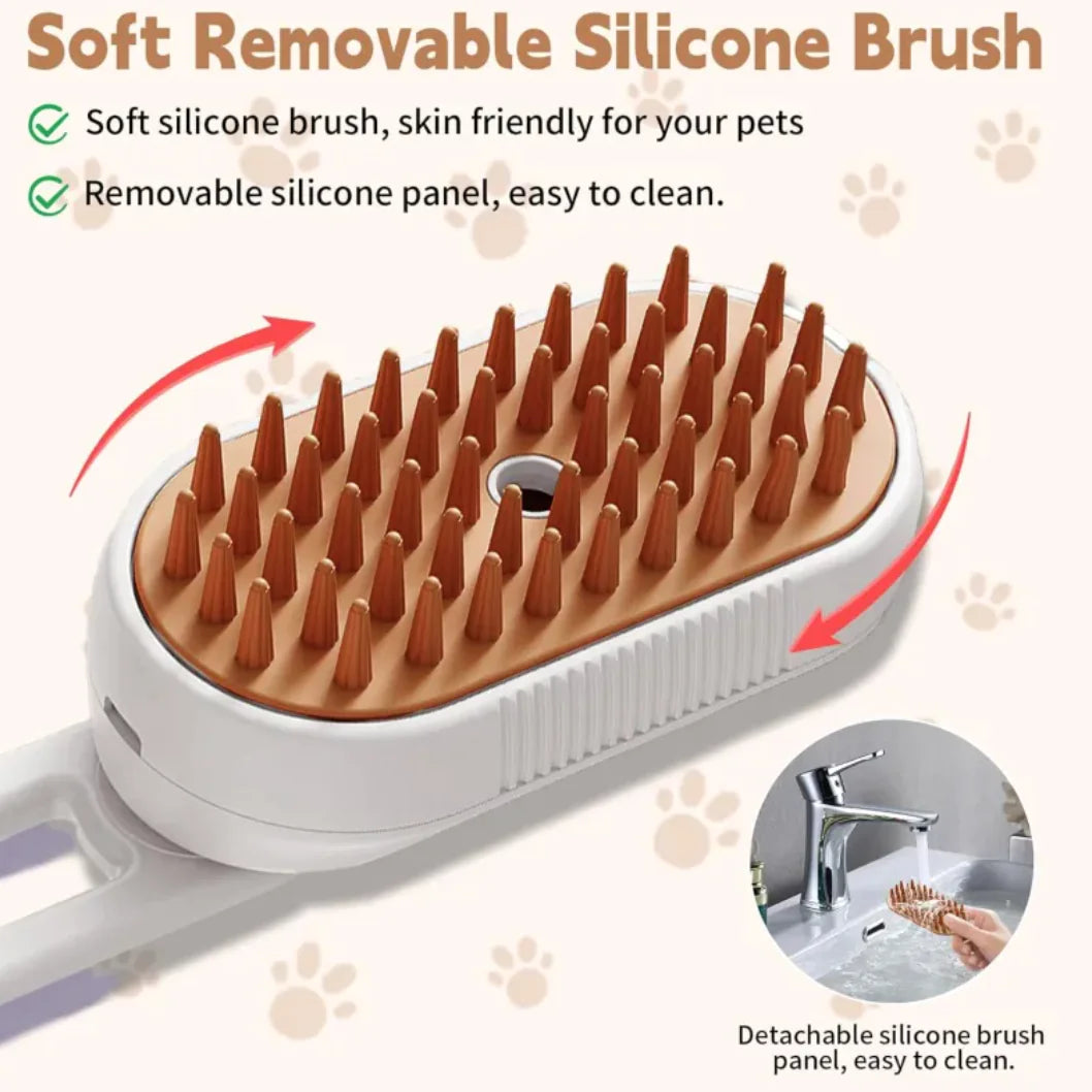 Fenya™ 3-in-1 Cat Steam Brush — Groom, Clean & Massage in One | Foldable Handle + Gentle Steam Spray