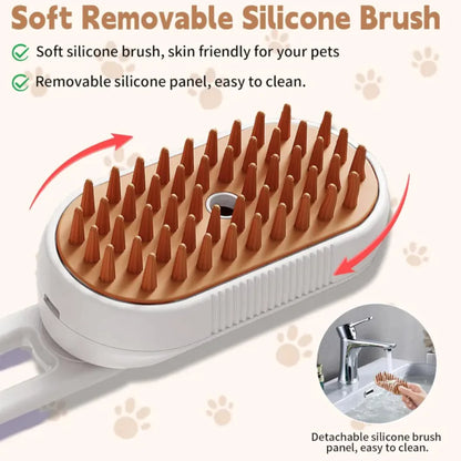 Fenya™ 3-in-1 Cat Steam Brush — Groom, Clean & Massage in One | Foldable Handle + Gentle Steam Spray